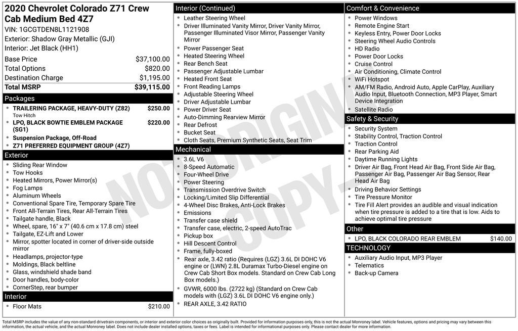 2020 Chevrolet Colorado Z71